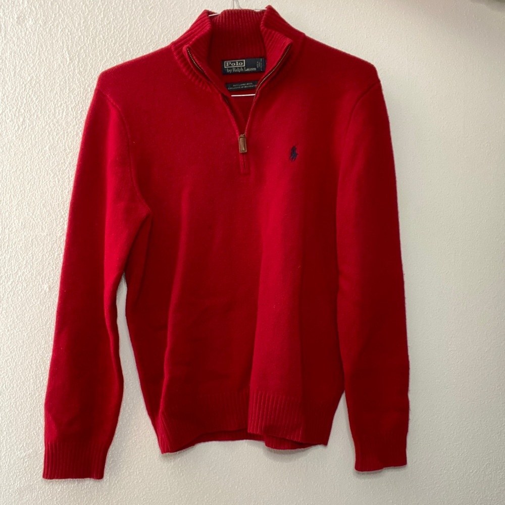 Red Polo Ralph Lauren Sweater Quarter Zip Size S